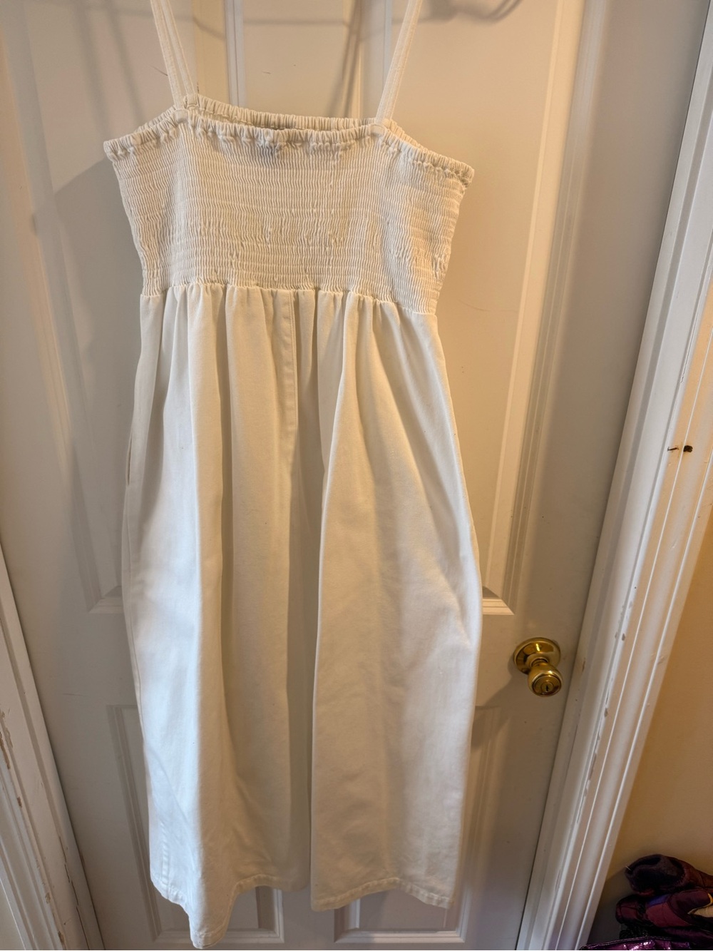 ASOS DESIGN White Smocked Midi Dress | Size US 8 / EU 36 - Picture 3 of 4